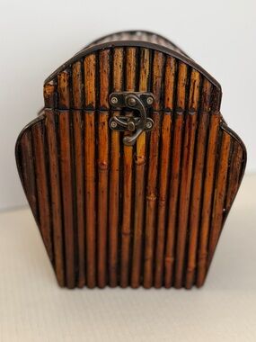 Handcrafted Brown Bamboo Accent Storage Box with Latch